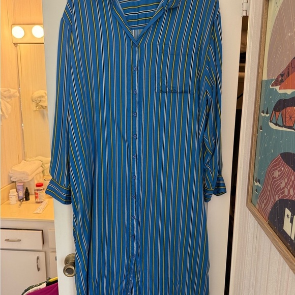 FRNCH Dresses & Skirts - FRNCH Blue and Yellow Striped Dress